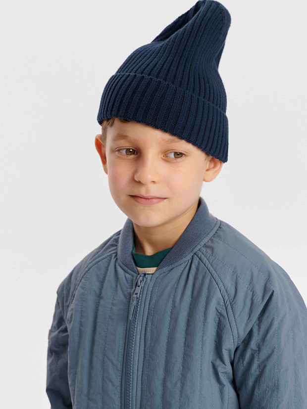 Вязаная шапка Leokid Beanie Navy Blue