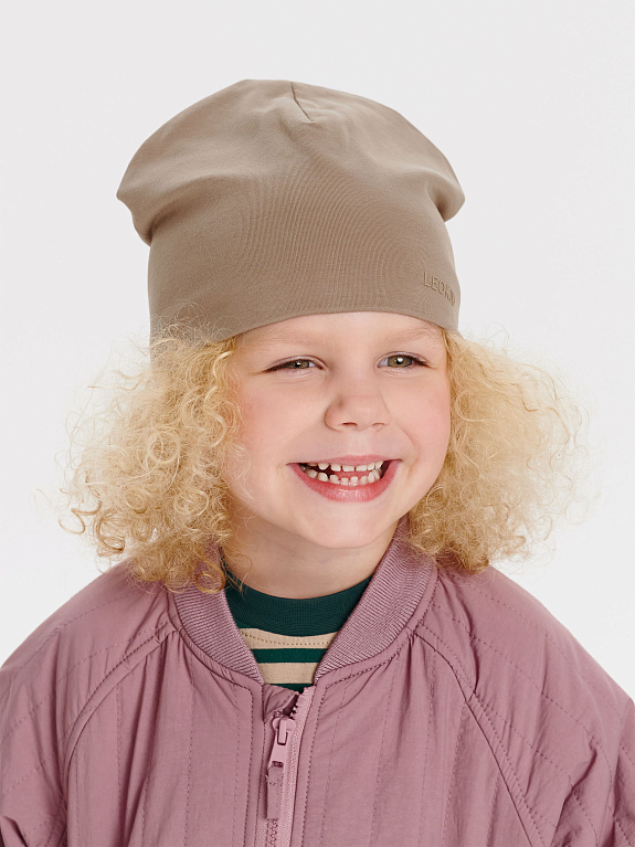 Трикотажная шапка Leokid Light Beige